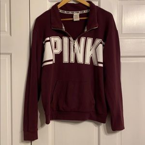 Pink VS quarter zip sweatshirt, size L